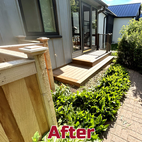 Decked Out Construction Saint Paul front steps tear down Re-build with Timbertech Reserve Decking 